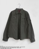  03.12.24 - VTG CROPPED TWILL MILITARY  BUTTON UP SHIRT - NYLAUS 0125 
