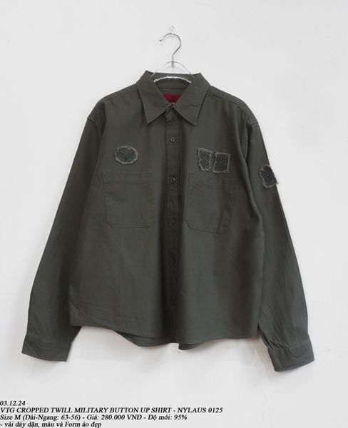  03.12.24 - VTG CROPPED TWILL MILITARY  BUTTON UP SHIRT - NYLAUS 0125 