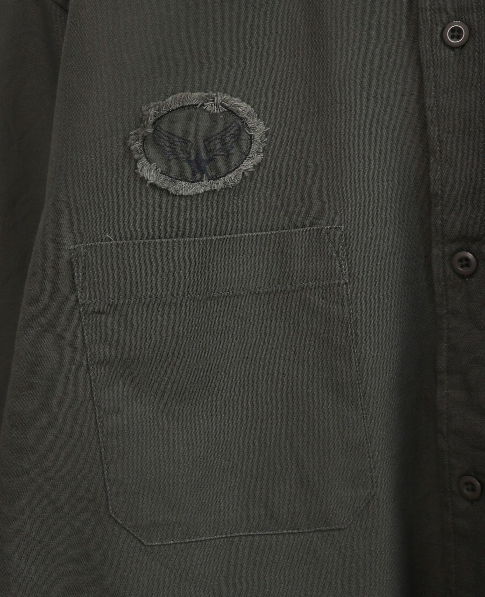  03.12.24 - VTG CROPPED TWILL MILITARY  BUTTON UP SHIRT - NYLAUS 0125 