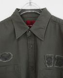  03.12.24 - VTG CROPPED TWILL MILITARY  BUTTON UP SHIRT - NYLAUS 0125 