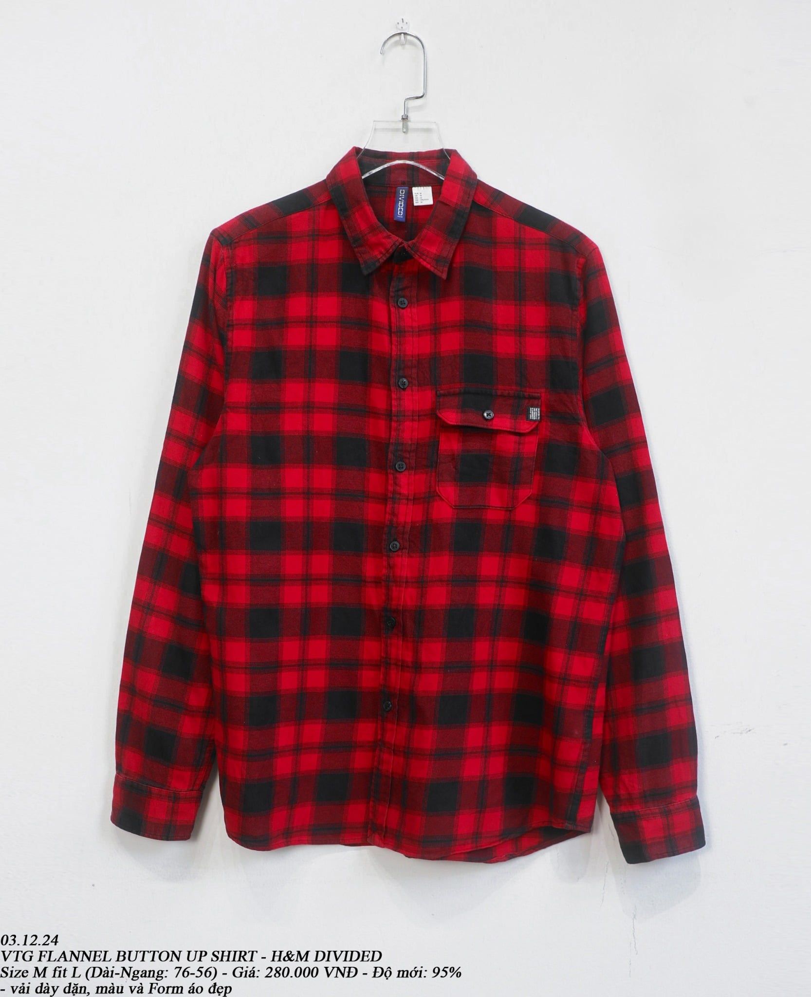  03.12.24 - VTG FLANNEL BUTTON UP SHIRT - H&M DIVIDED 