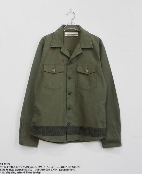 03.12.24 - VTG TWILL MILITARY BUTTON UP SHIRT - HERITAGE STONE 