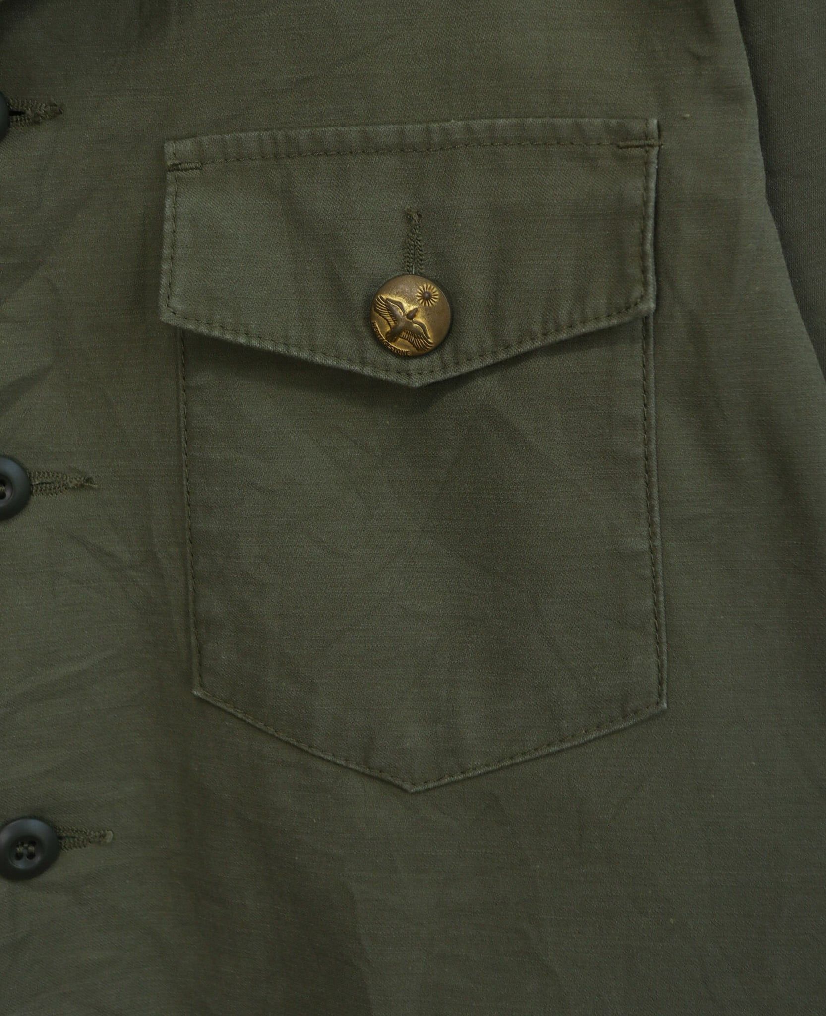  03.12.24 - VTG TWILL MILITARY BUTTON UP SHIRT - HERITAGE STONE 