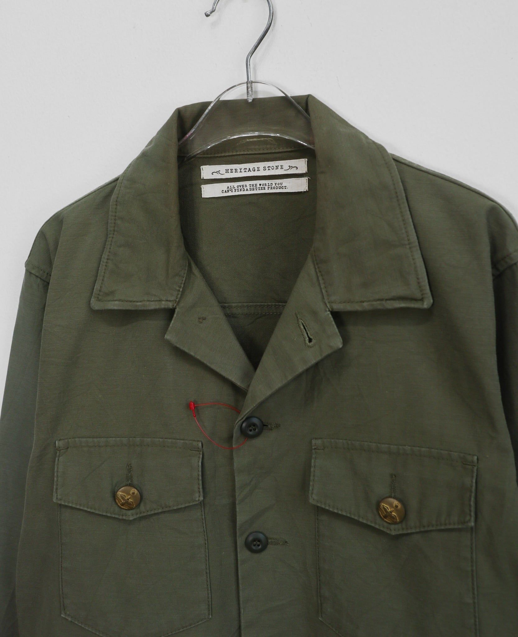  03.12.24 - VTG TWILL MILITARY BUTTON UP SHIRT - HERITAGE STONE 