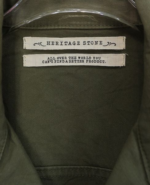  03.12.24 - VTG TWILL MILITARY BUTTON UP SHIRT - HERITAGE STONE 