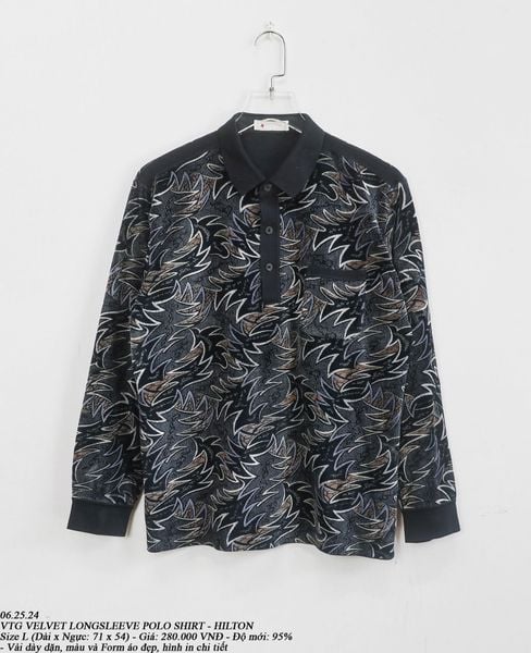  06.25.24 - VTG VELVET LONGSLEEVE SHIRT - HILTON 
