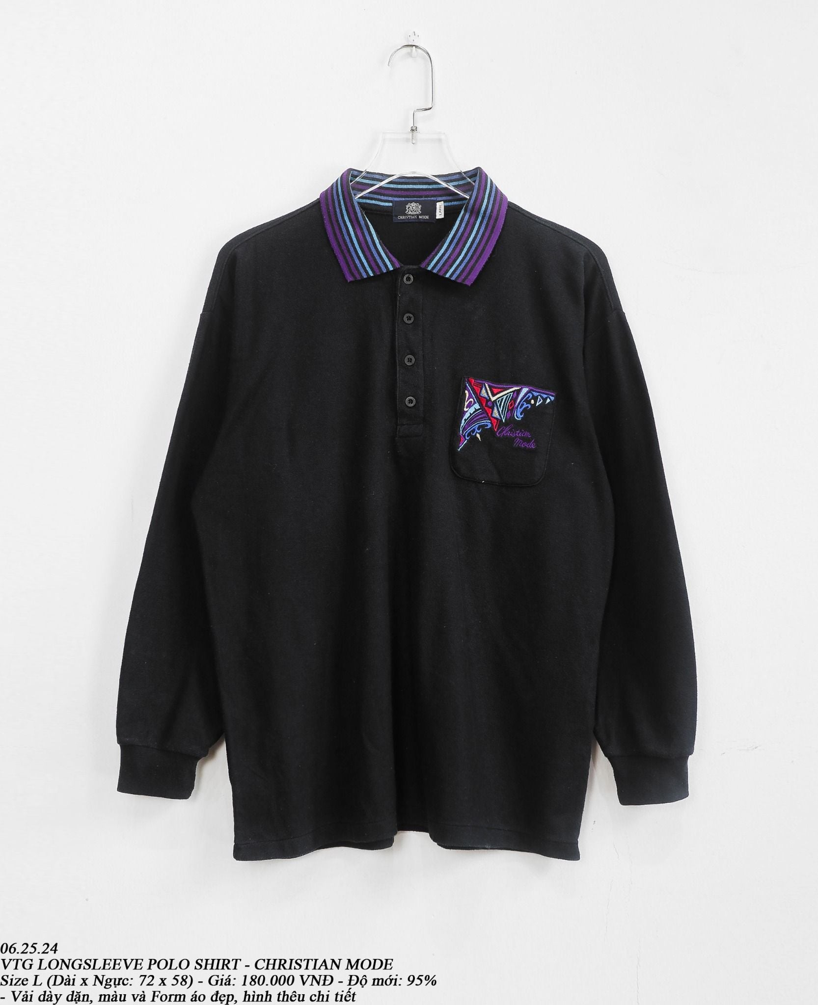  06.25.24 - VTG LONGSLEEVE POLO SHIRT - CHRISTIAN MODE 