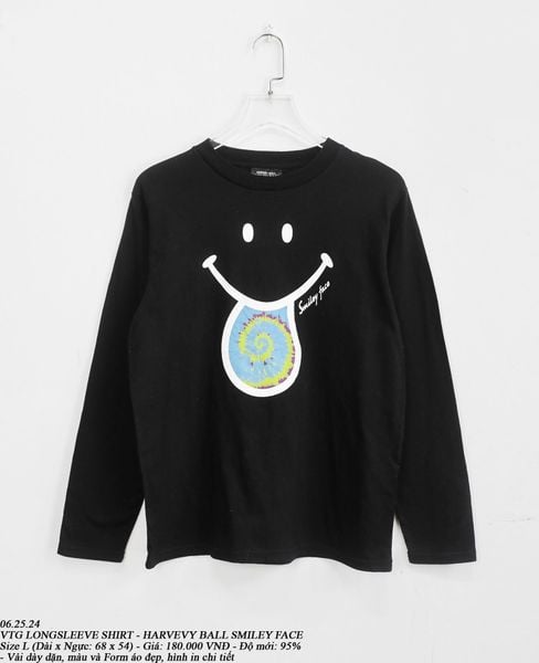  06.25.24 - VTG LONGSLEEVE SHIRT - HARVEY BALL SMILEY FACE 