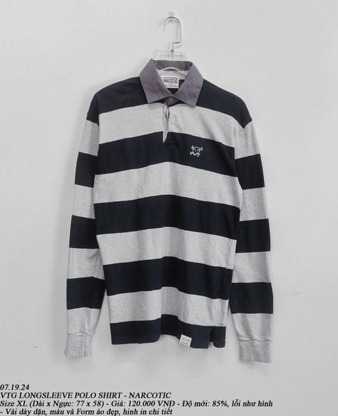  07.19.24 - VTG LONGSLEEVE POLO SHIRT - NARCOTIC 