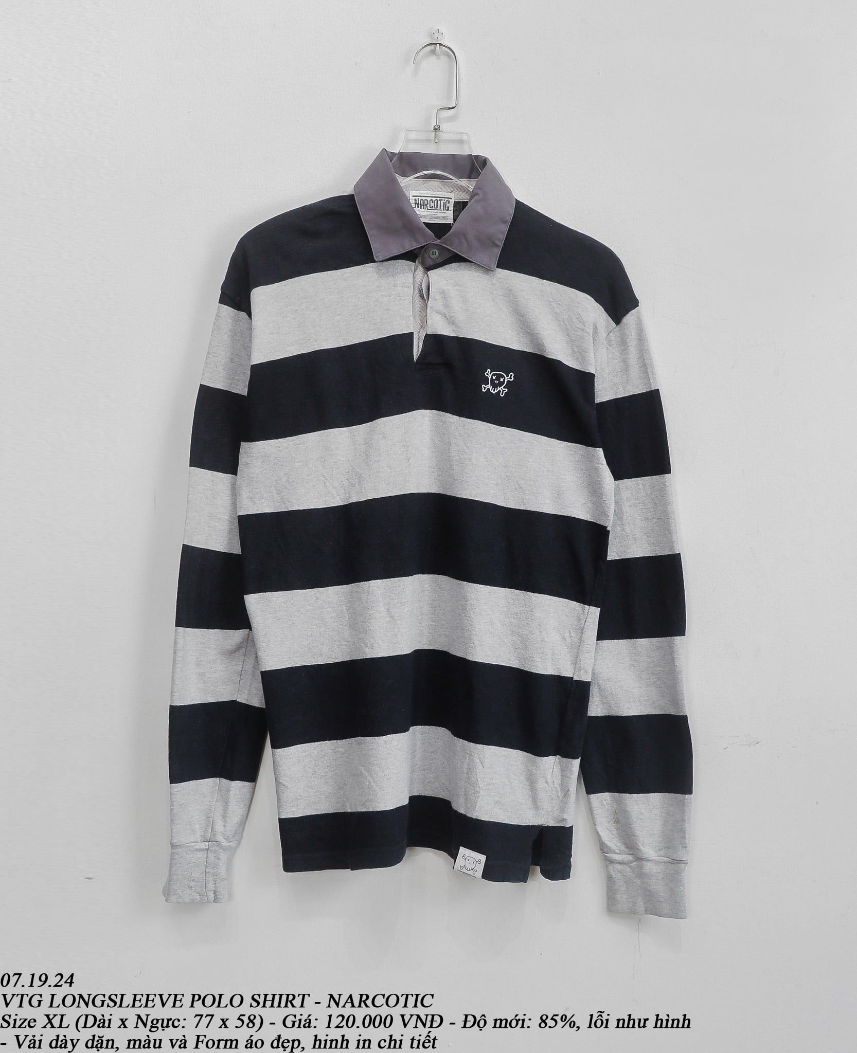  07.19.24 - VTG LONGSLEEVE POLO SHIRT - NARCOTIC 