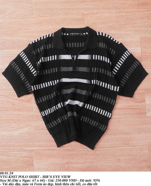  08.01.24 - VTG KNIT POLO SHIRT - BIR'S EYE VIEW 