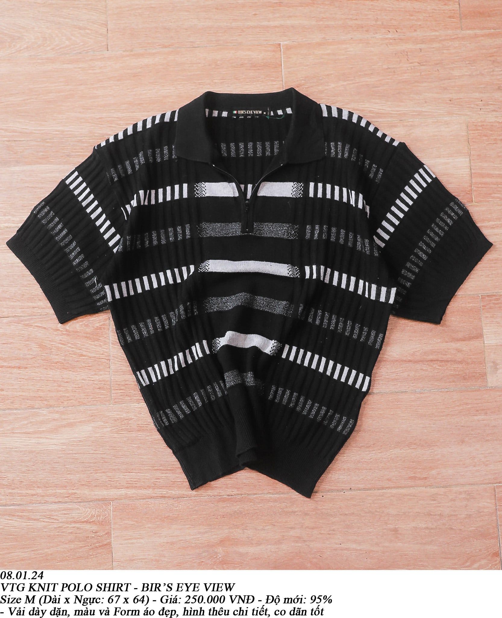  08.01.24 - VTG KNIT POLO SHIRT - BIR'S EYE VIEW 