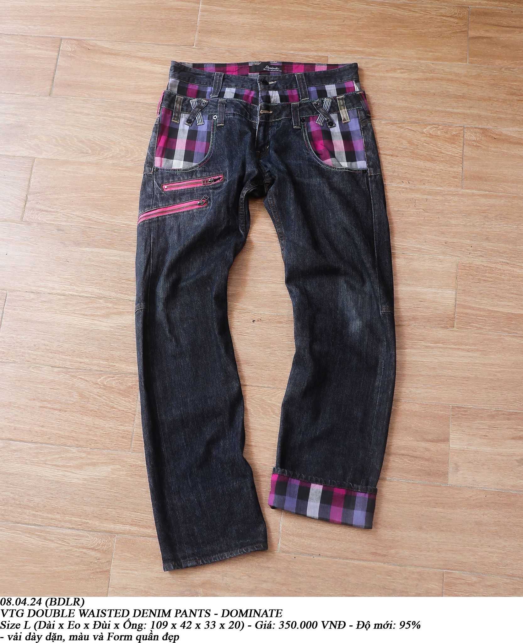  08.04.24 - VTG DOUBLE WAISTED DENIM PANTS - DOMINATE 