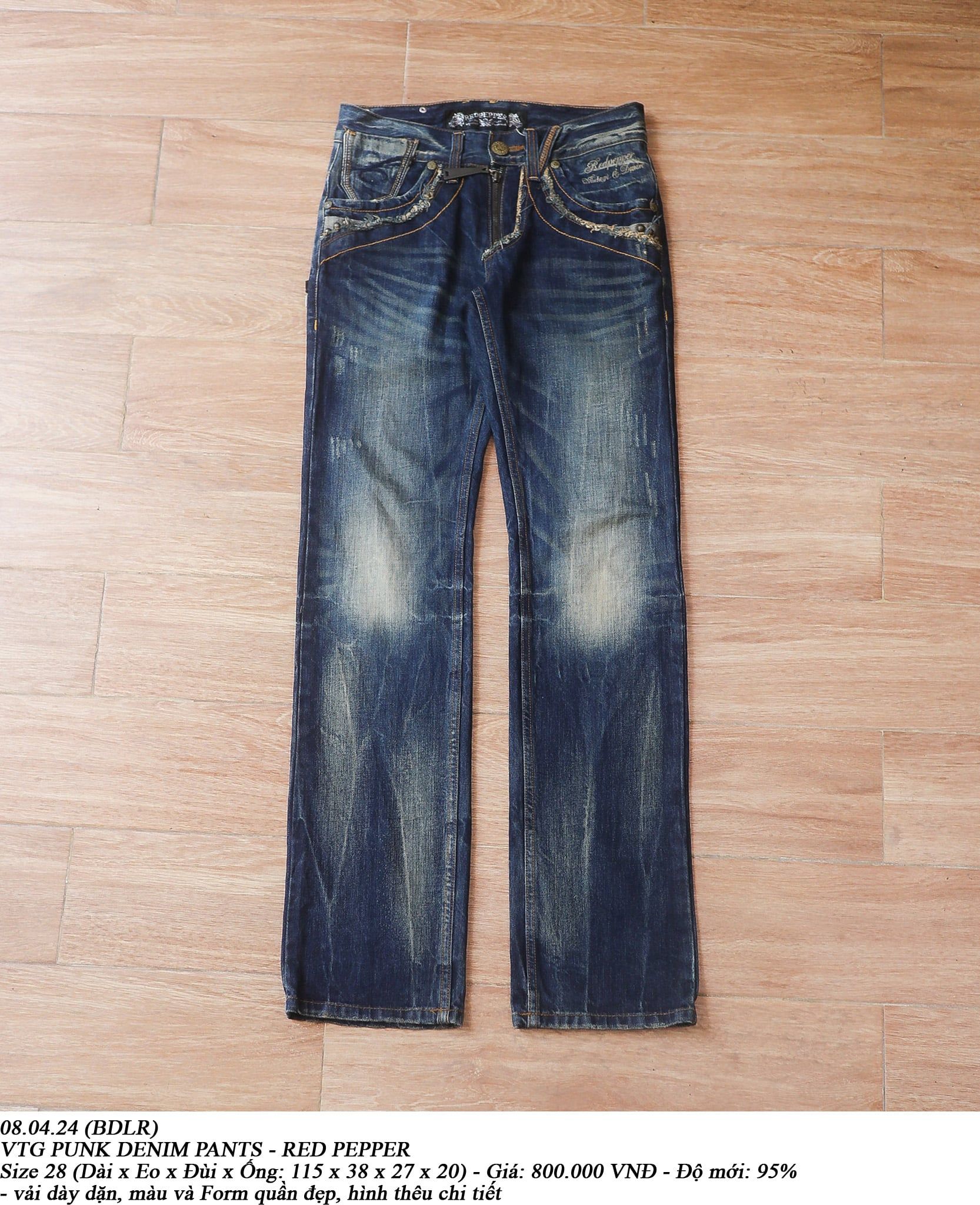  08.04.24 - VTG PUNK DENIM PANTS - RED PEPPER 
