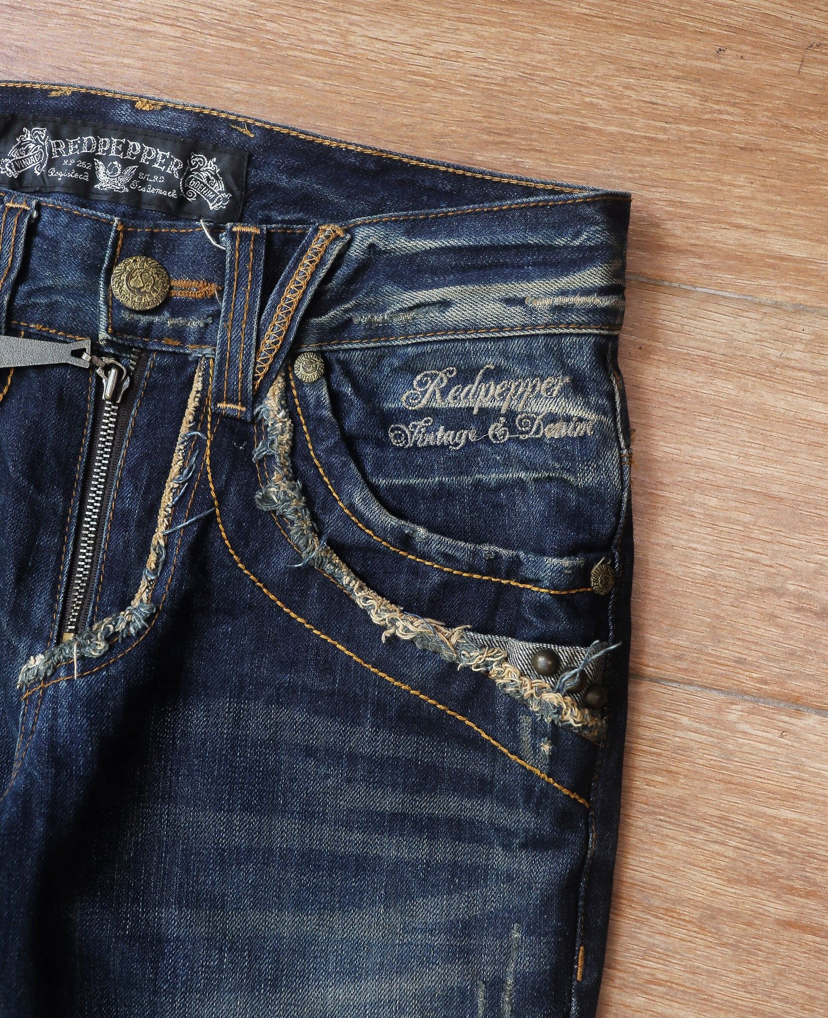  08.04.24 - VTG PUNK DENIM PANTS - RED PEPPER 