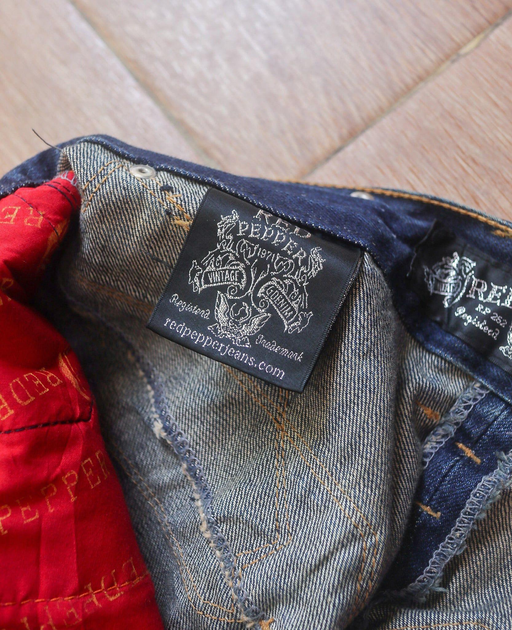  08.04.24 - VTG PUNK DENIM PANTS - RED PEPPER 