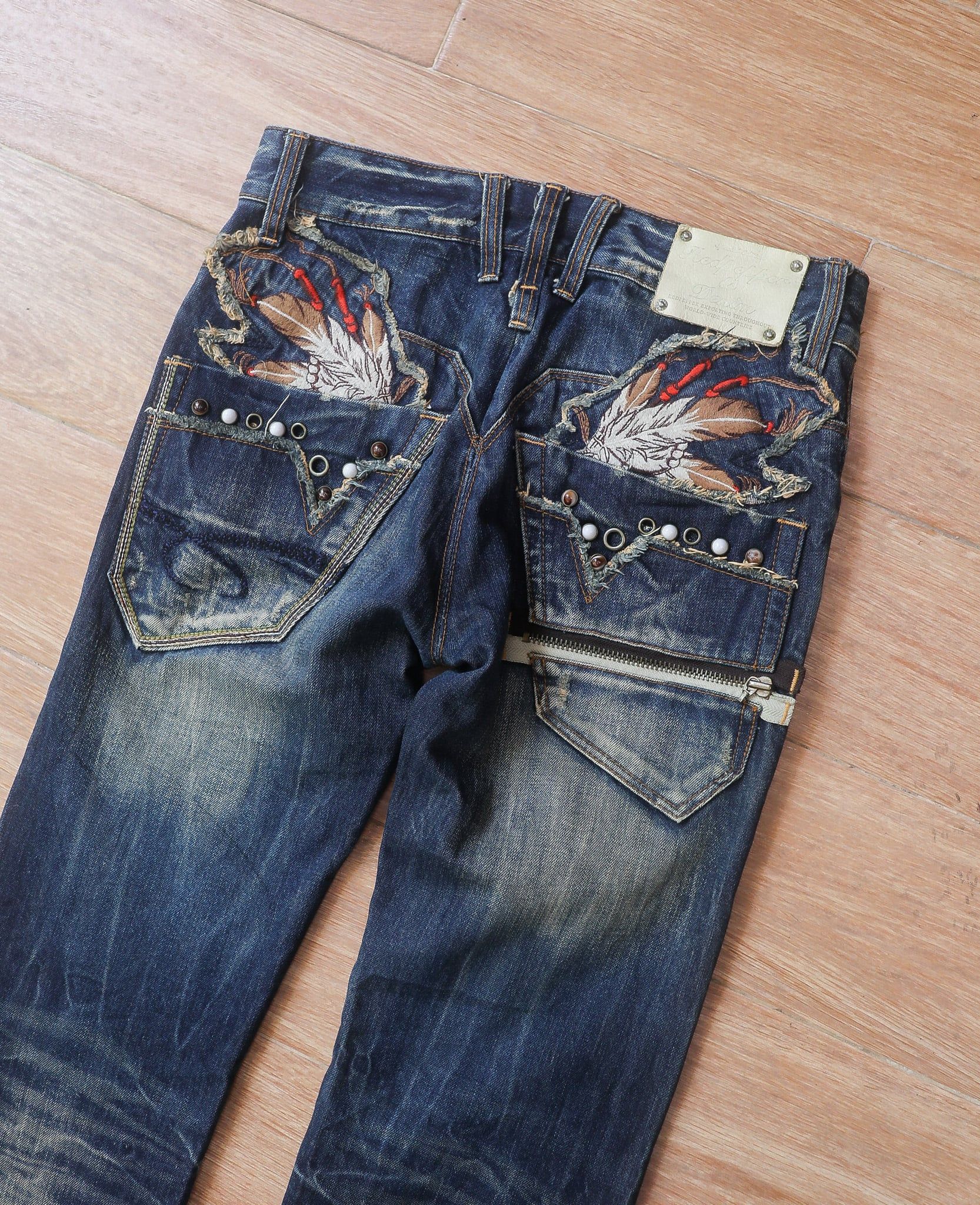  08.04.24 - VTG PUNK DENIM PANTS - RED PEPPER 