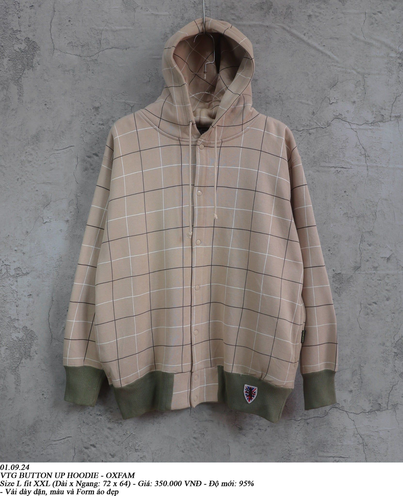  01.09.24 - VTG BUTTON UP HOODIE - OXFAM 