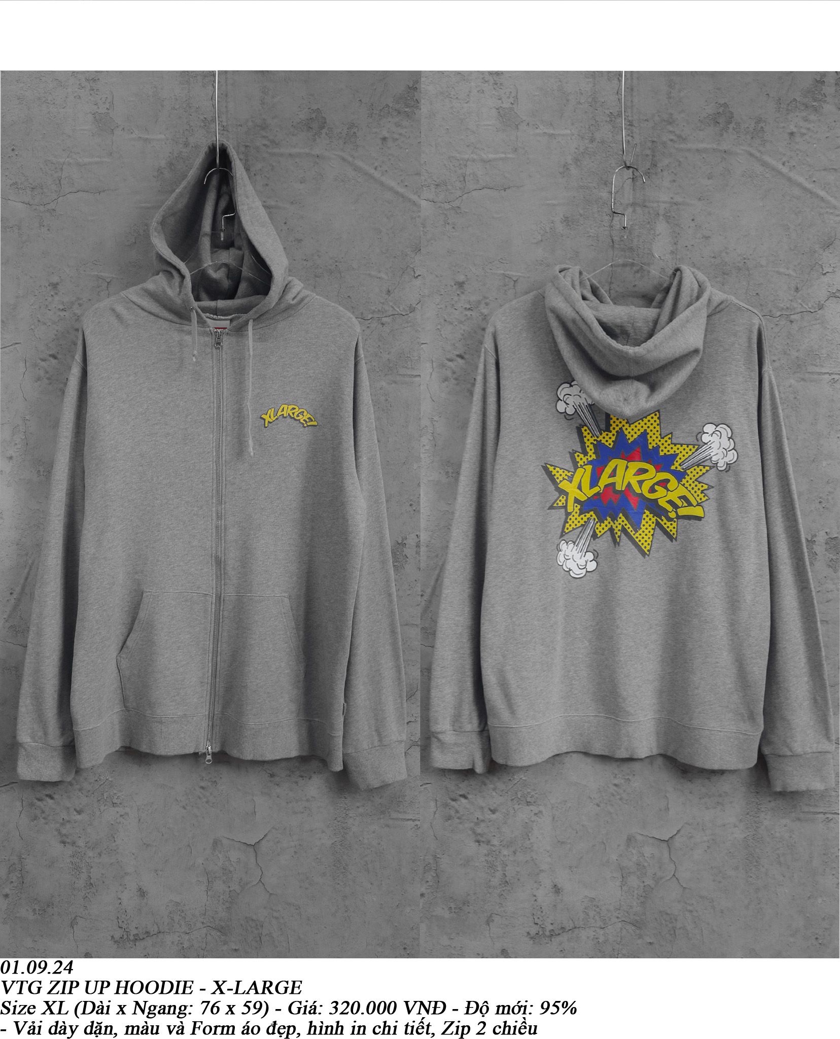  01.09.24 - VTG ZIP UP HOODIE - X-LARGE 