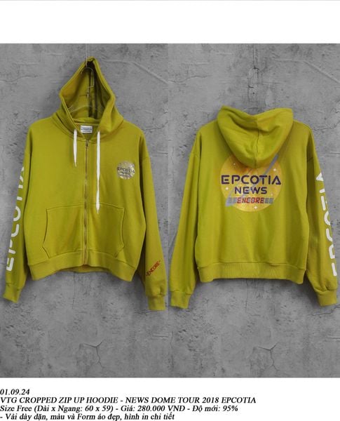  01.09.24 - VTG CROPPED ZIP UP HOODIE - NEWS DOME TOUR 2018 EPCOTIA 