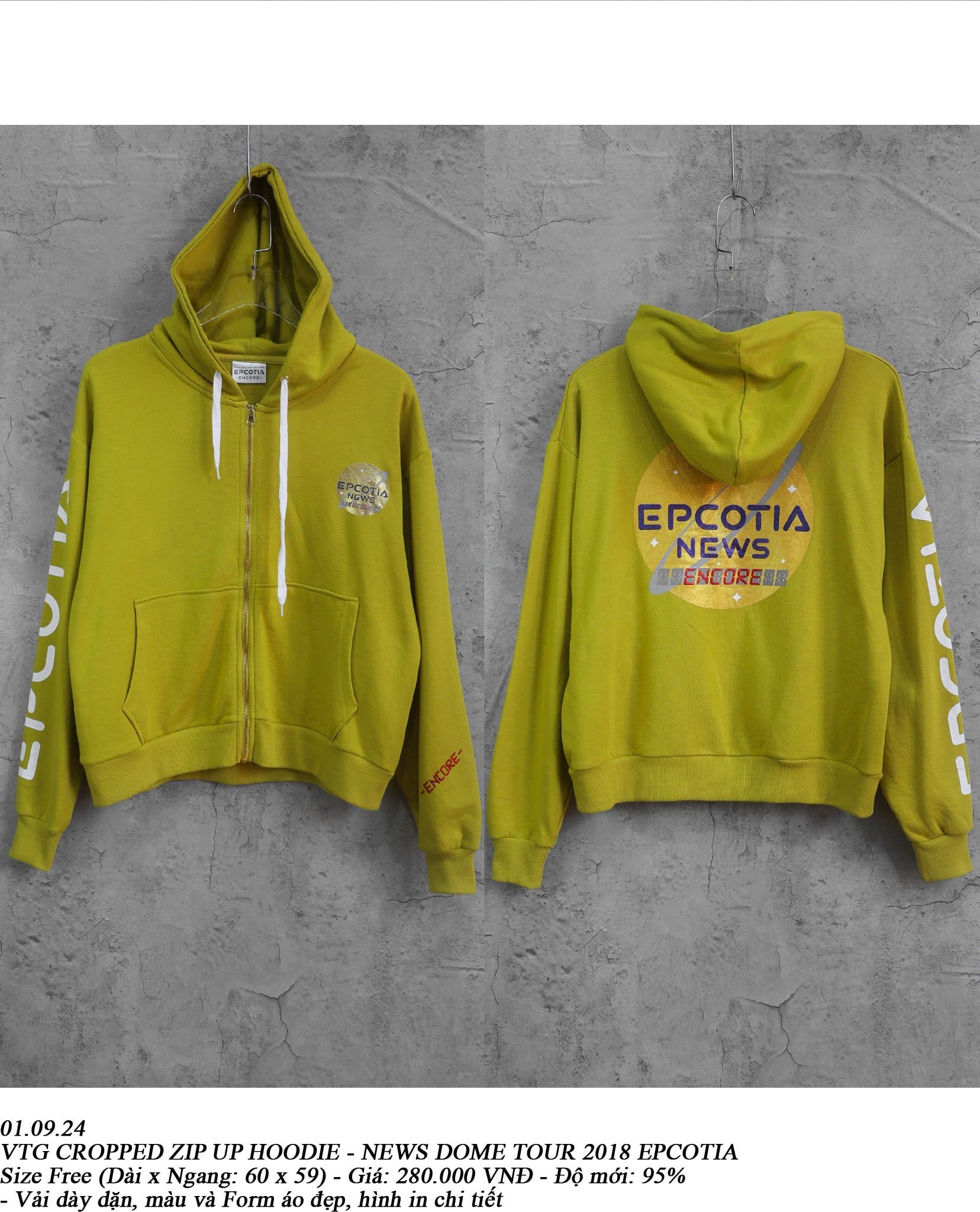  01.09.24 - VTG CROPPED ZIP UP HOODIE - NEWS DOME TOUR 2018 EPCOTIA 