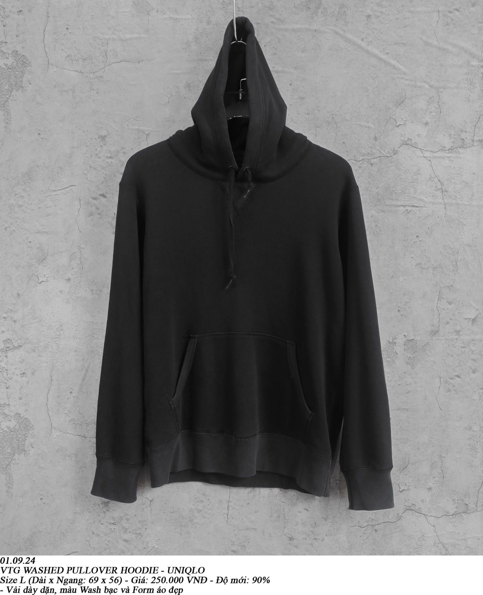 01.09.24 - VTG WASHED PULLOVER HOODIE - UNIQLO 