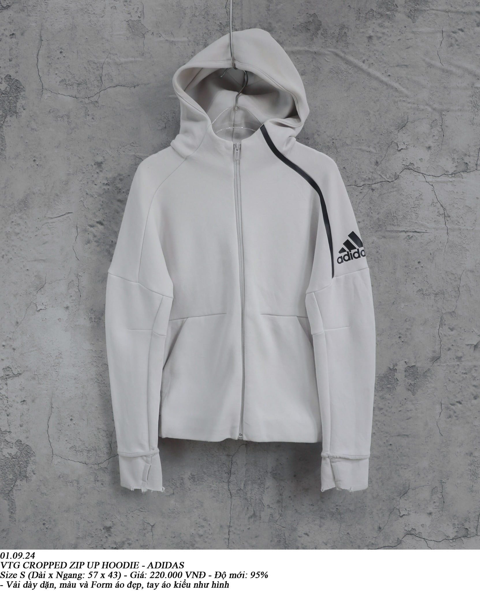  01.09.24 - VTG CROPPED ZIP UP HOODIE - ADIDAS 