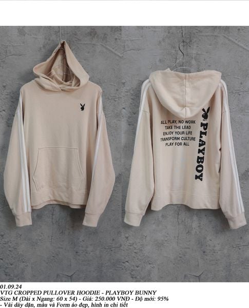  01.09.24 - VTG CROPPED PULLOVER HOODIE - PLAYBOY BUNNY 