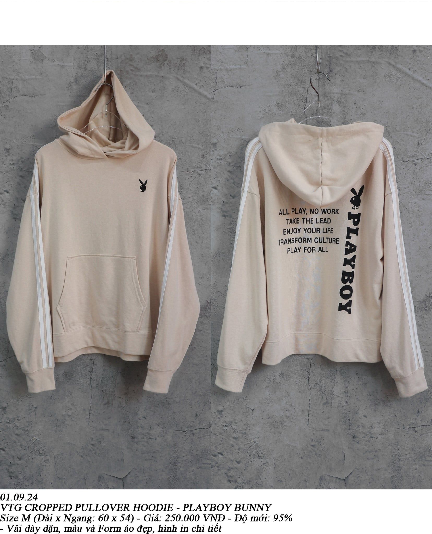  01.09.24 - VTG CROPPED PULLOVER HOODIE - PLAYBOY BUNNY 