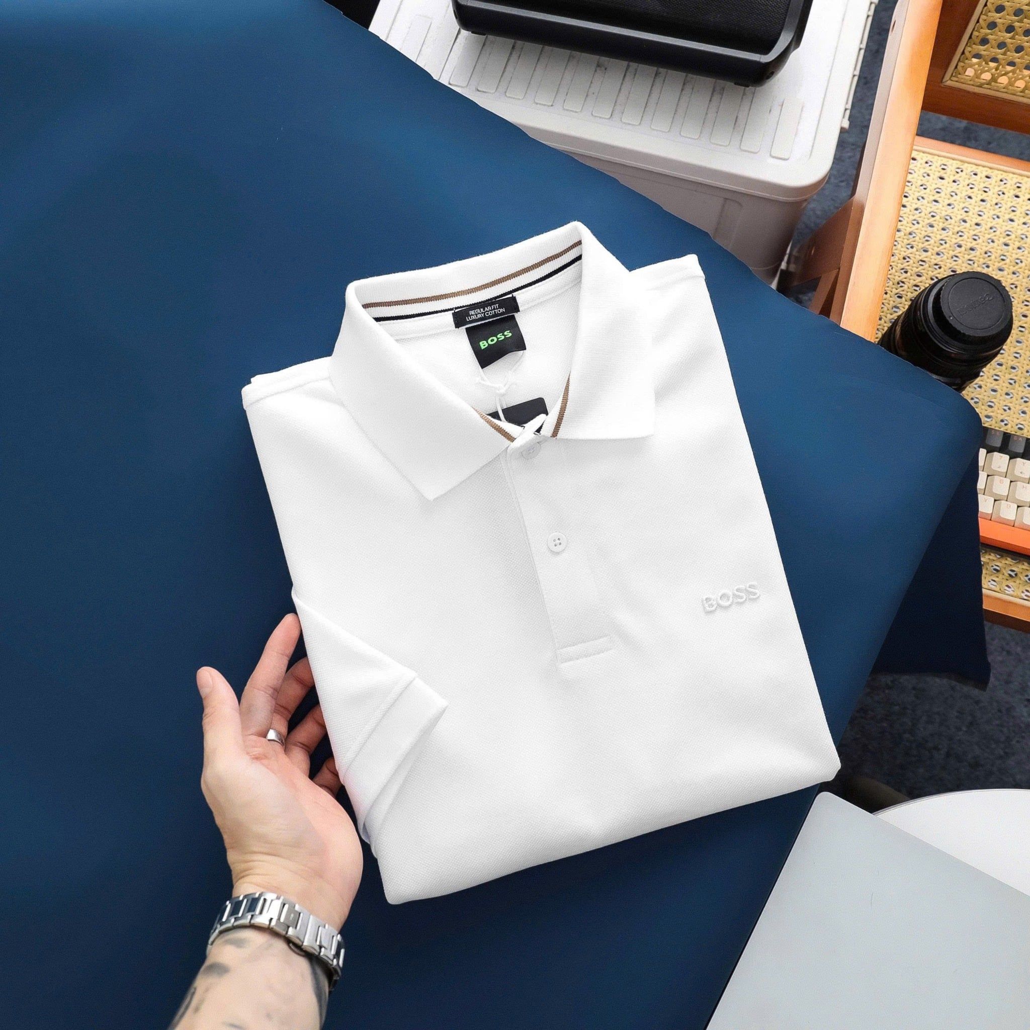  Polo BOSS Logo Thêu Basic 