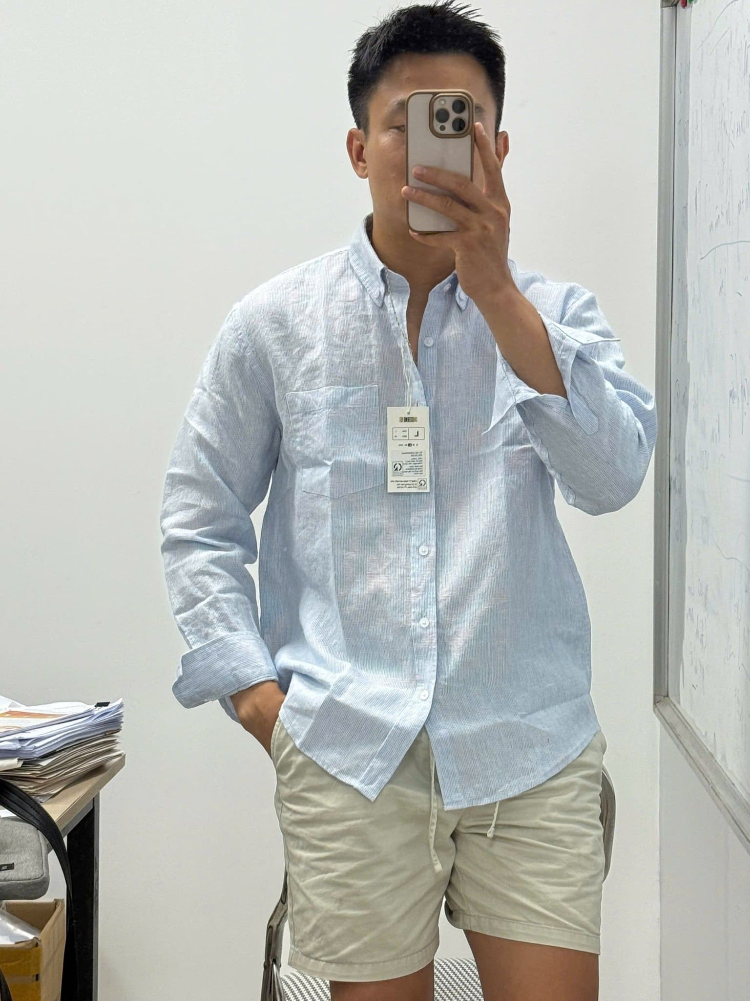 Sơmi UNDERNESS Linen Phối Sọc 