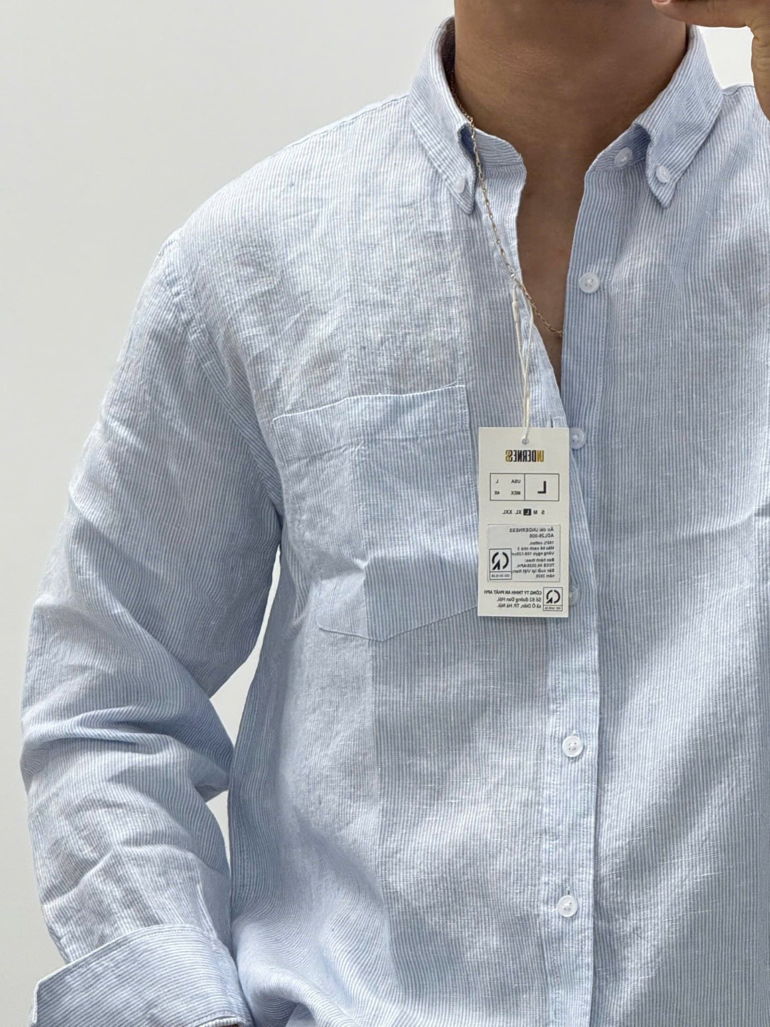  Sơmi UNDERNESS Linen Phối Sọc 