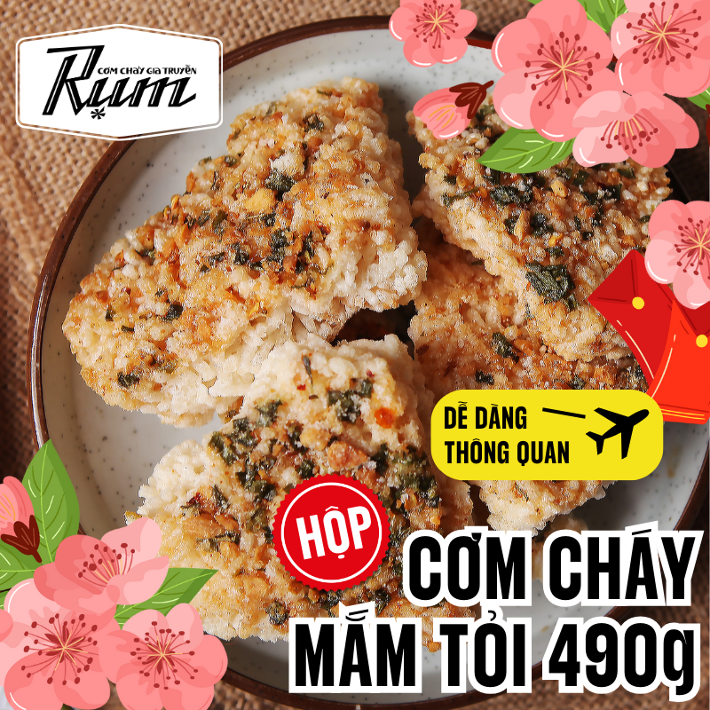 Cơm Cháy Mắm Tỏi 490g (HỘP)