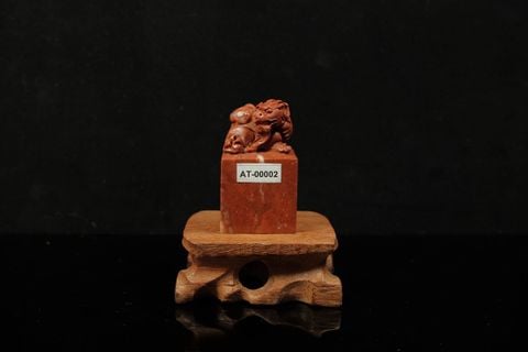 Ấn thạch Chu Sa Đông — Đá Việt Nam/ Lào 35x35x63mm (AT-00002)