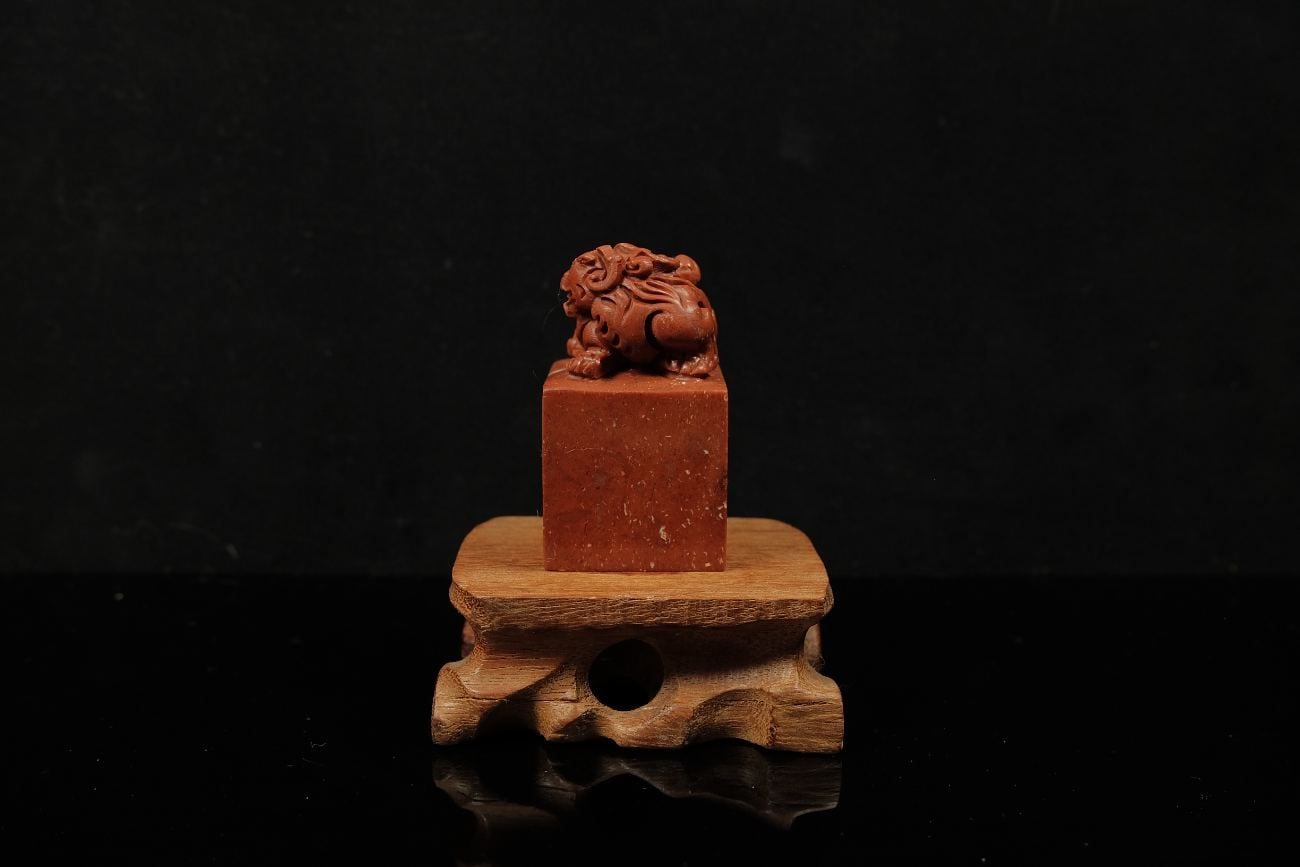Ấn thạch Chu Sa Đông — Đá Việt Nam/ Lào 35x35x63mm (AT-00002) — ảnh 2