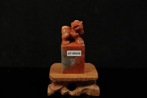 Ấn thạch Chu Sa Đông — Đá Việt Nam/ Lào 33x33x75mm (AT-00008)