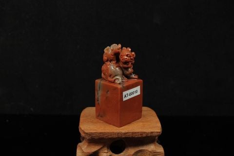 Ấn thạch Chu Sa Đông — Đá Việt Nam/ Lào 30x30x68mm (AT-00010)