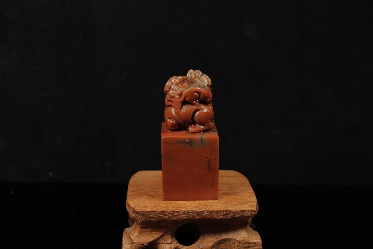 Ấn thạch Chu Sa Đông — Đá Việt Nam/ Lào 30x30x68mm (AT-00010) — ảnh 3