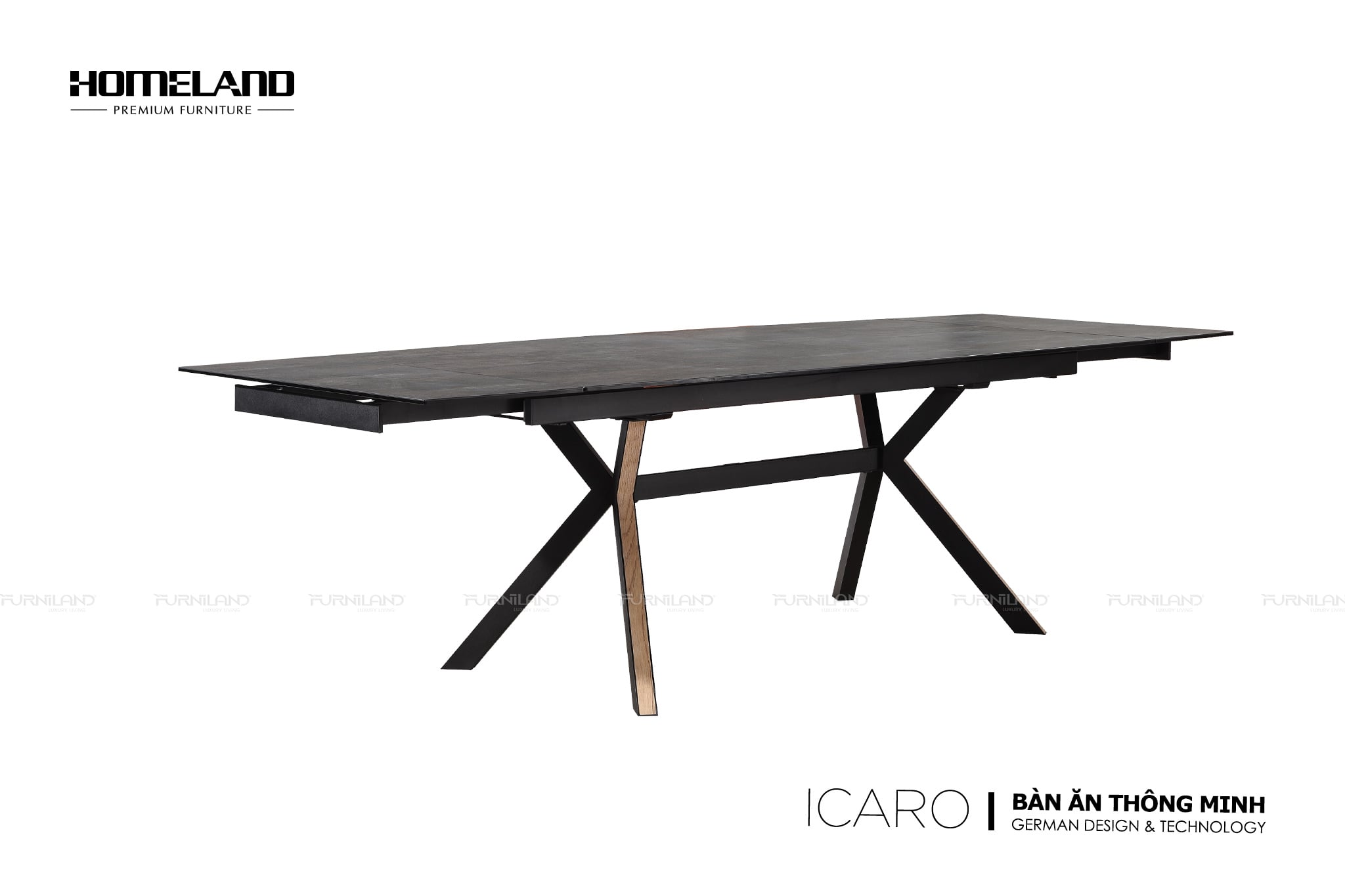 Bàn ăn mặt đá kéo dài iCaro - Bàn ăn thông minh