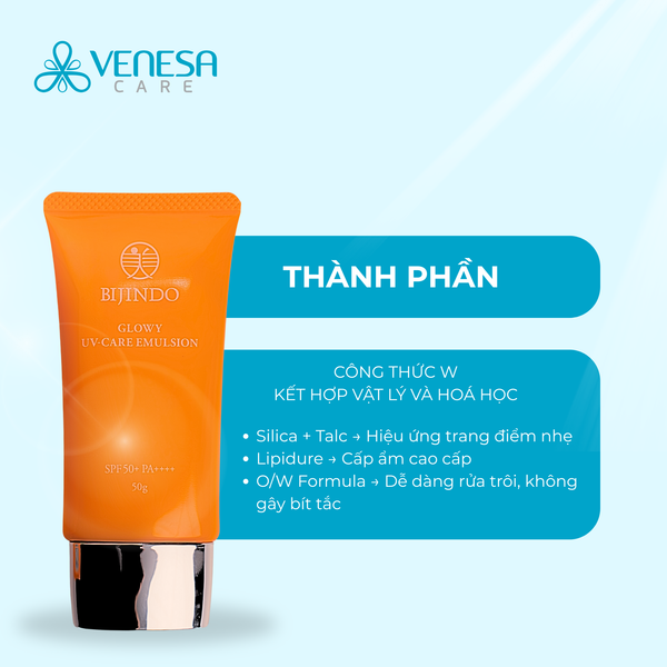 Combo 2 Kem chống nắng BIJINDO Glowy UV-Care Emulsion SPF50+, PA++++ 50g