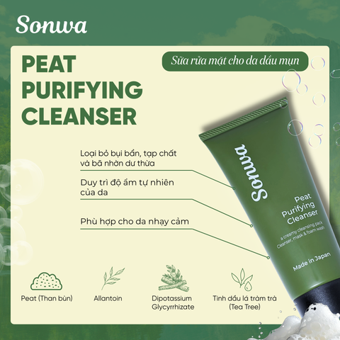 Sữa rửa mặt sạch sâu Sonwa Peat Purifying Cleanser 100g