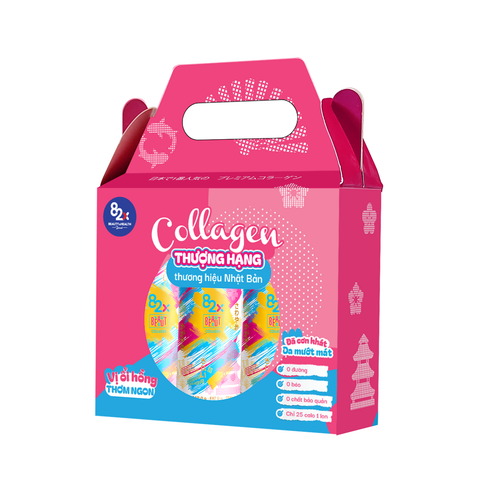 Pack 3  lon Thực phẩm bổ sung nước uống 82X Beaut Collagen 500 mg (vị ổi hồng)