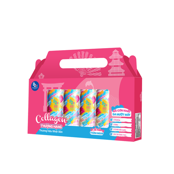 Pack 6 lon Thực phẩm bổ sung nước uống 82X Beaut Collagen 500 mg (vị ổi hồng)