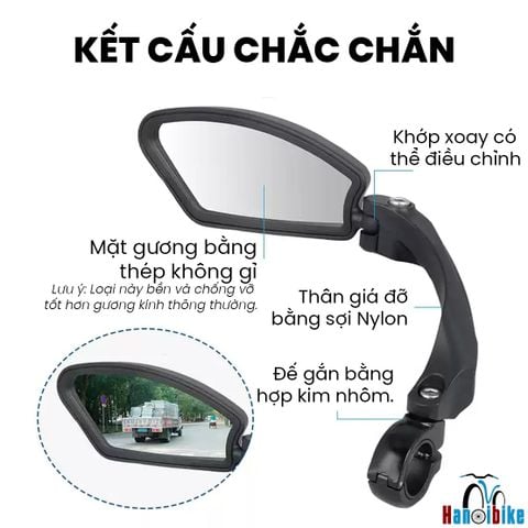 Gương xe đạp xoay 360 độ bên trái đường kính ghi đông từ 21-26mm mã G01