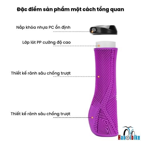 Tay nắm cao su loại dẹt có tỳ tay ENLEE KKK sử dụng cho xe đạp MTB, Touring, Fixed Gear