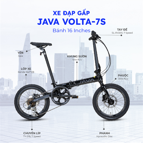 Xe Đạp Gấp Folding JAVA Volta 7S phanh Đĩa