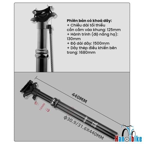 Cọc yên xe đạp tăng giảm FastAce có khóa dây FSP 303