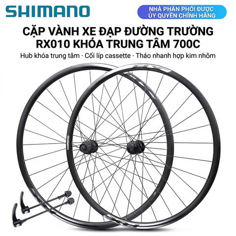 Vành Road nhôm Shimano RX010 phanh đĩa 700C trục nhỏ kèm ti bật