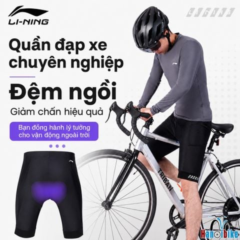 Quần Đạp Xe Nam LI-NING LCTK001-1 Chuyên Dụng Có Đệm Mút Giảm Xóc, Nhanh Khô, Đai Cao Su Chống Cuộn Mép