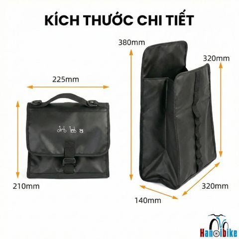 Túi cài trước ghi đông cho xe gấp BROMPTON B25052B bề mặt chống nước
